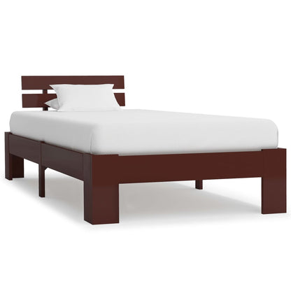Bed Frame | Dark Brown | Solid Pine Wood, Plywood | 90x200 cm |  Sturdy