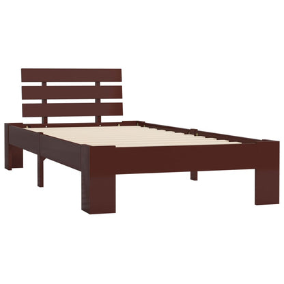 Bed Frame | Dark Brown | Solid Pine Wood, Plywood | 90x200 cm |  Sturdy