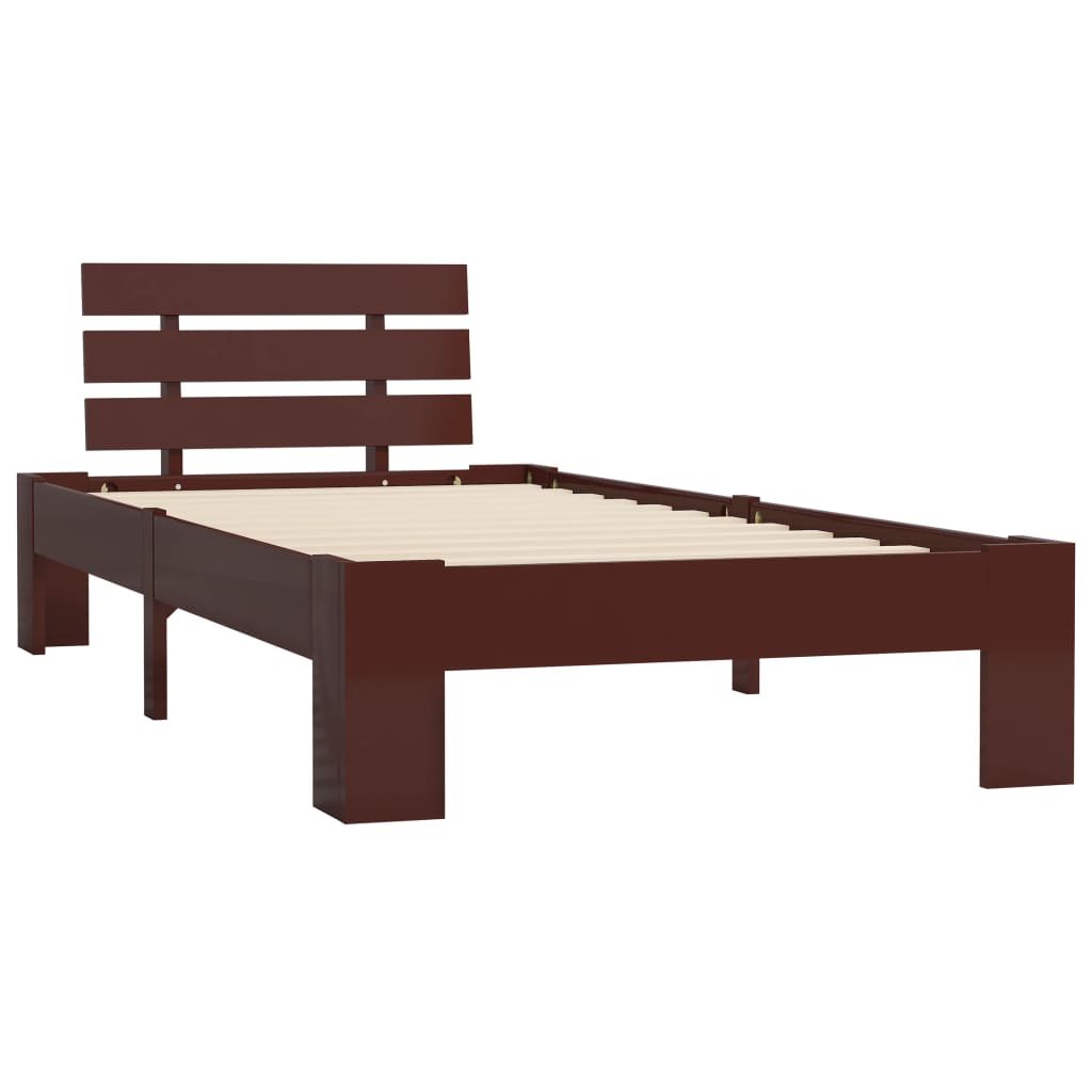Bed Frame | Dark brown | Pine wood, Plywood | 100x200 cm | Durable