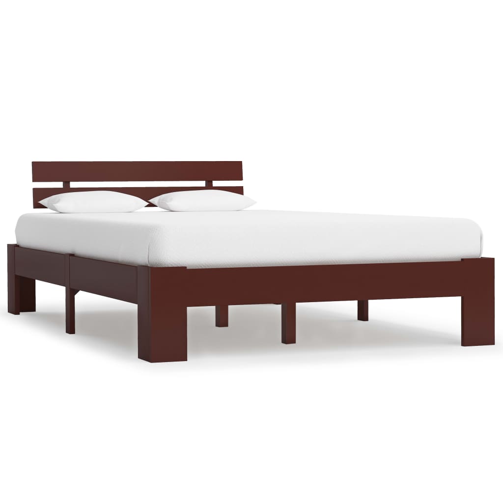 Bed Frame | Dark Brown | Solid pine wood, plywood | Double | Durable