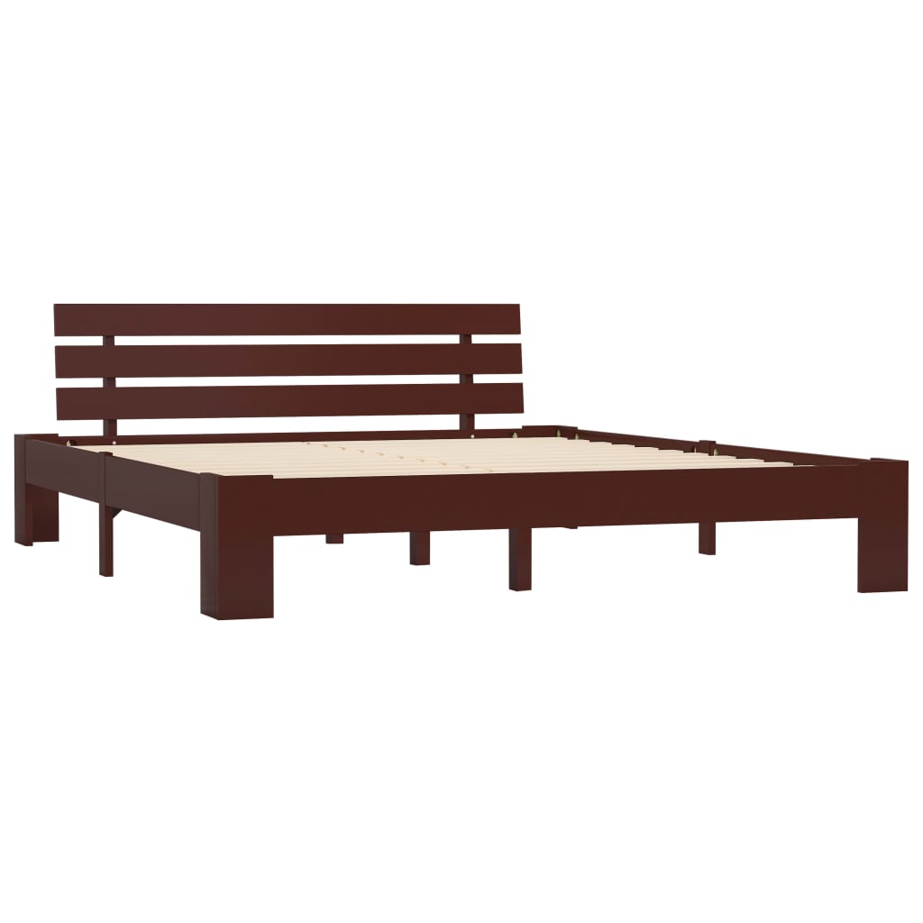 Bed Frame | Dark brown | Solid pine wood, Plywood slats | 160x200 cm