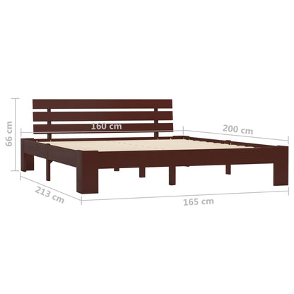 Bed Frame | Dark brown | Solid pine wood, Plywood slats | 160x200 cm