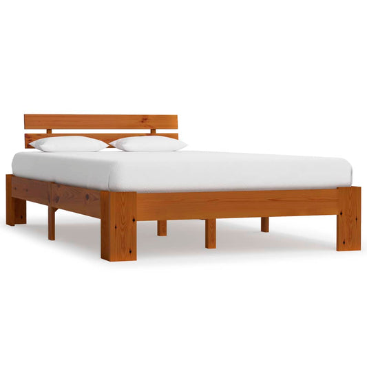 Bed Frame | Honey Brown | Solid pine wood and plywood | Double | Sturdy