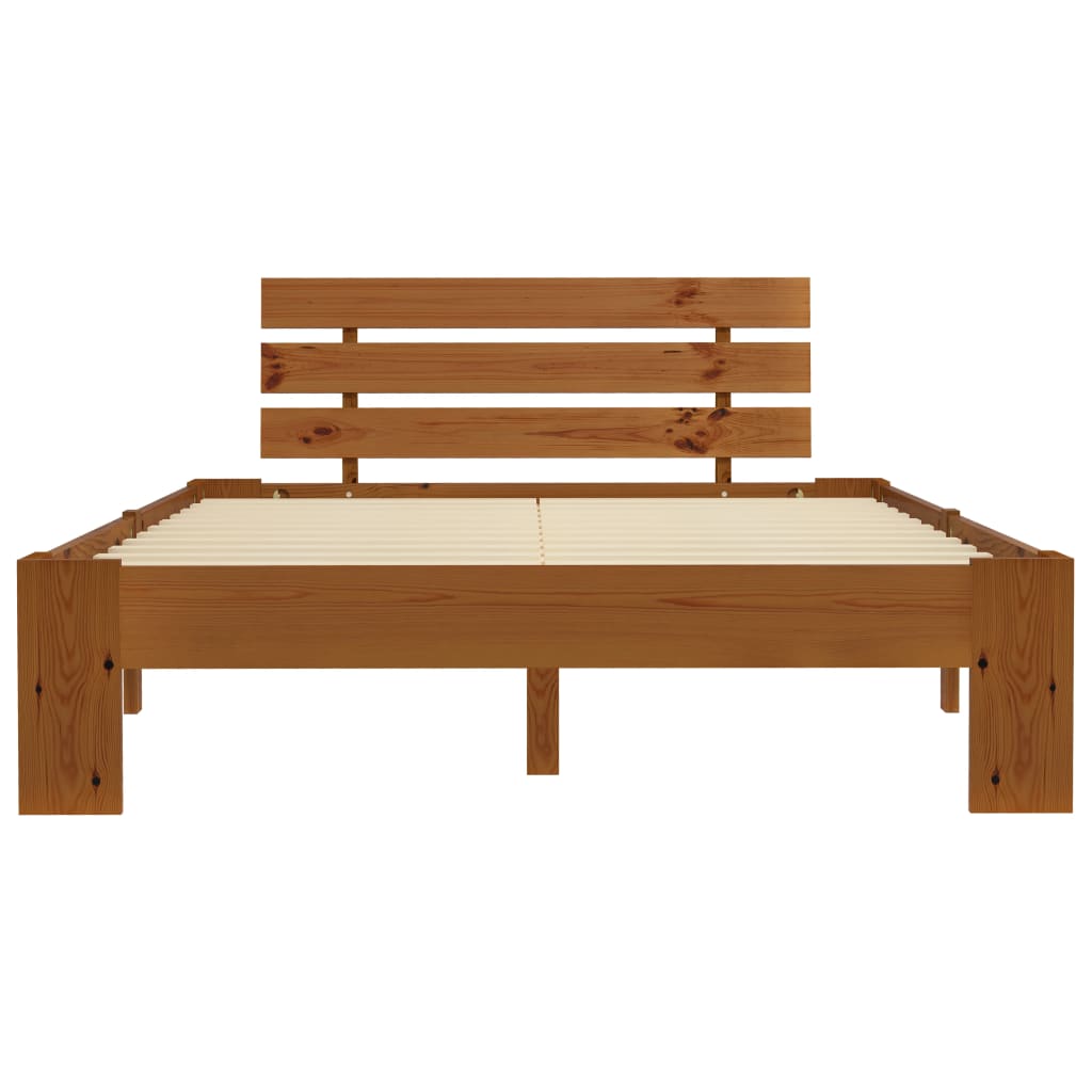 Bed Frame | Honey brown | Solid pine wood and plywood | Double | Durable