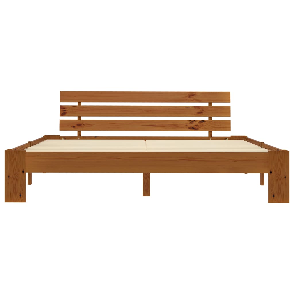 Bed Frame | Honey brown | Solid pine wood, plywood slats | Super King