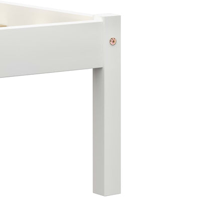 Bed Frame without Mattress White Solid Pine Wood 90x200 cm