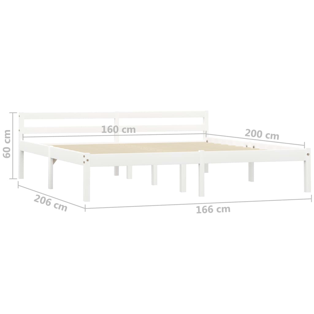 Bed Frame | White | Solid pine wood, plywood | 160x200 cm | Durable