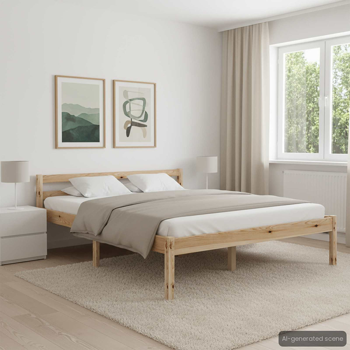 Bed Frame without Mattress Solid Pine Wood 140x200 cm