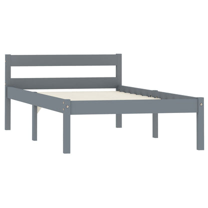 Bed Frame without Mattress Grey Solid Pine Wood 100x200 cm