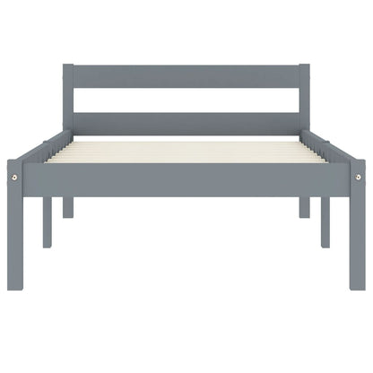 Bed Frame without Mattress Grey Solid Pine Wood 100x200 cm