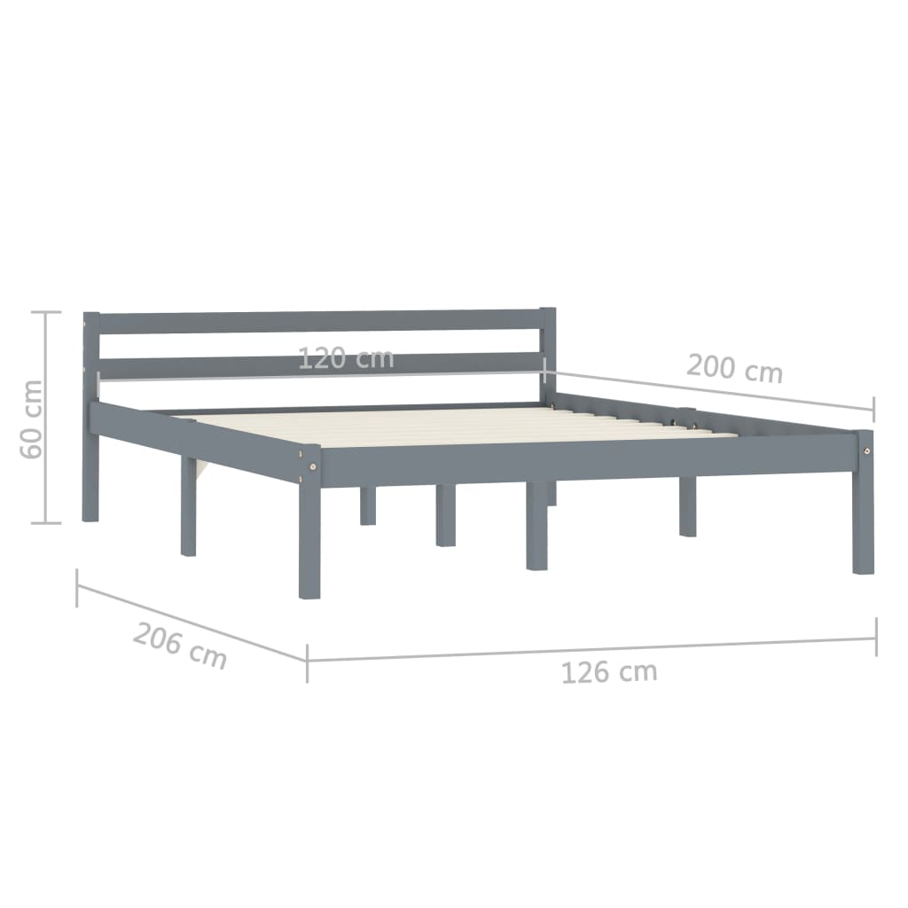 Bed Frame | Grey | Solid pine wood | 120 x 200 cm | Durable | Bed Frame