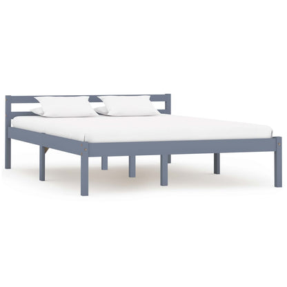 Bed Frame without Mattress Grey Solid Pine Wood 140x200 cm