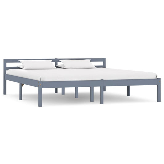 Bed Frame | Grey | Solid Pine Wood | 160x200 cm | Durable | Bed Frame
