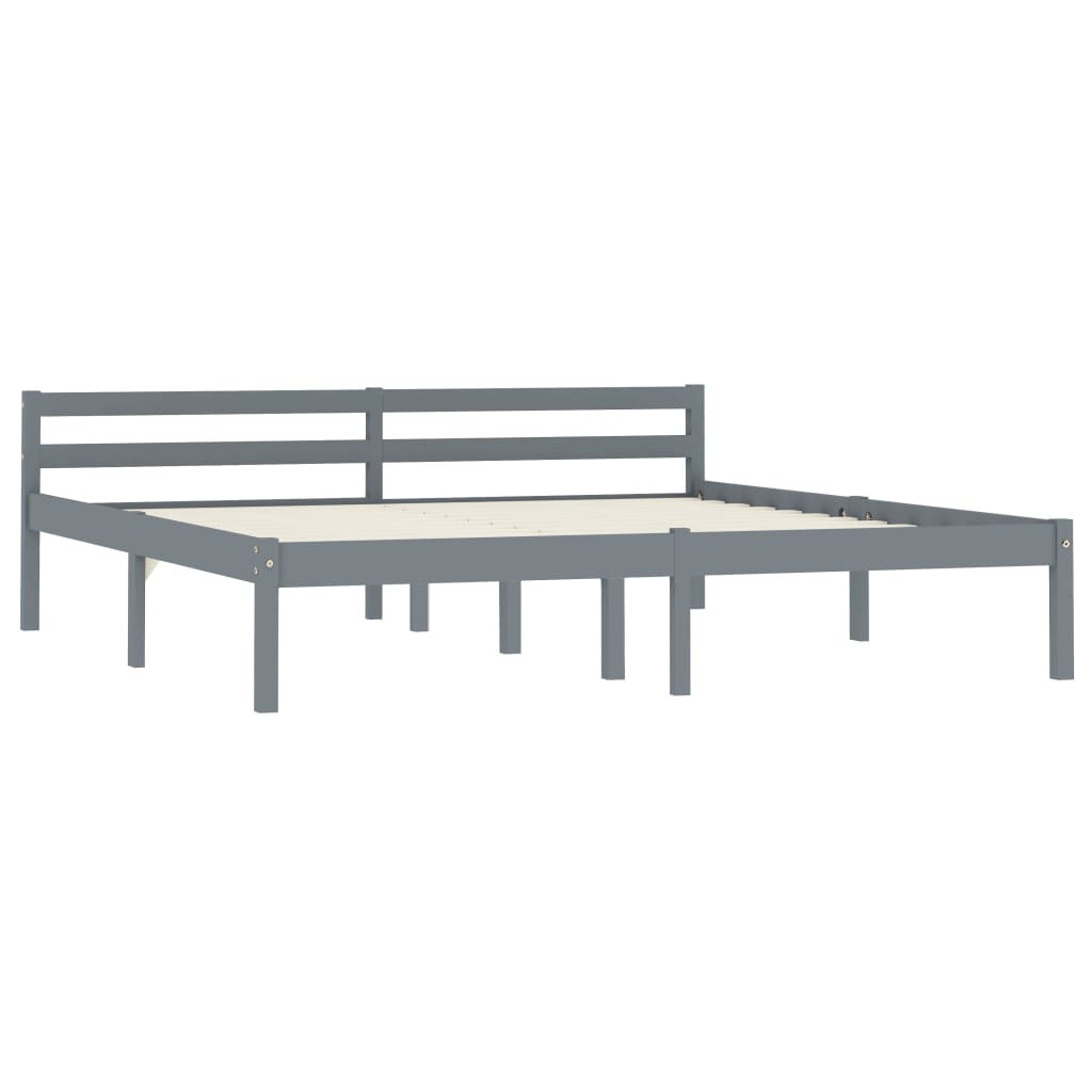 Bed Frame | Grey | Solid Pine Wood | 160x200 cm | Durable | Bed Frame