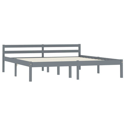 Bed Frame | Grey | Solid Pine Wood | 160x200 cm | Durable | Bed Frame