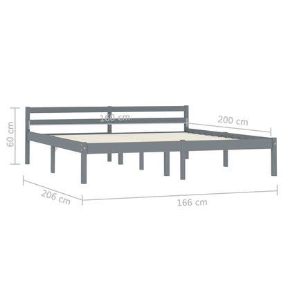 Bed Frame | Grey | Solid Pine Wood | 160x200 cm | Durable | Bed Frame