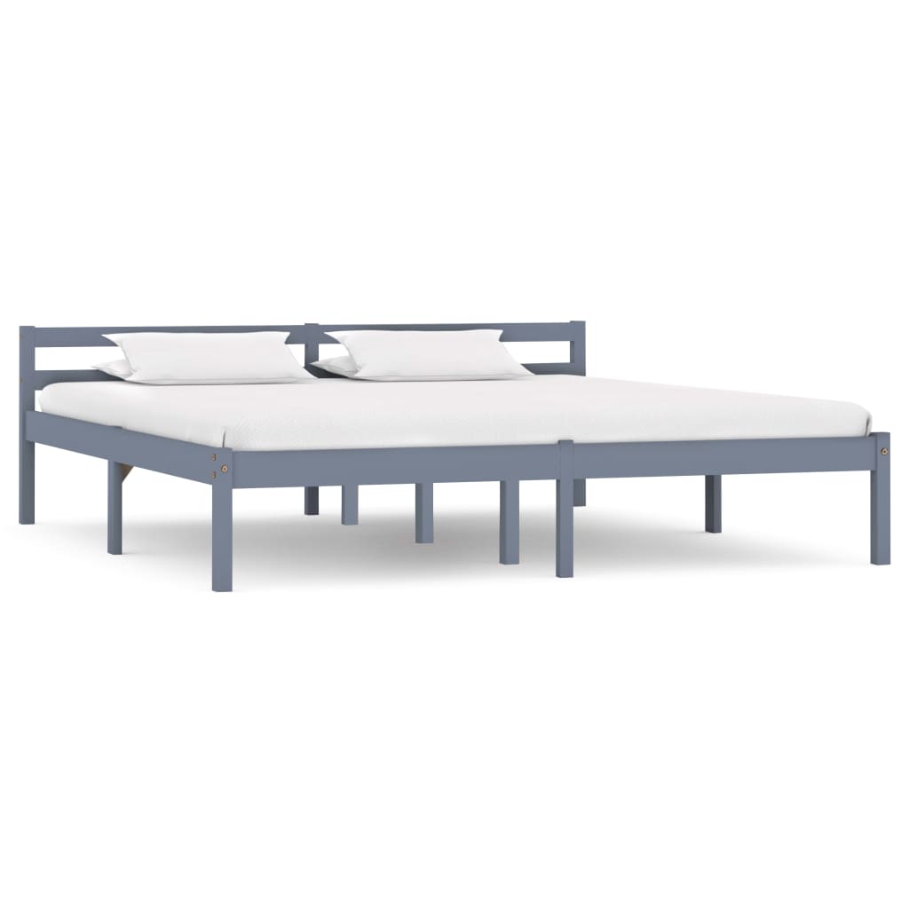 Bed Frame | Grey | Solid Pine Wood, Plywood | Super King |  Durable