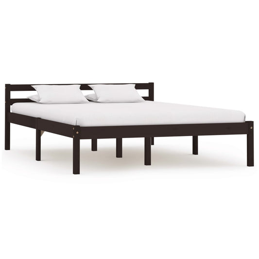 Bed Frame without Mattress Dark Brown Solid Pine Wood 120x200 cm