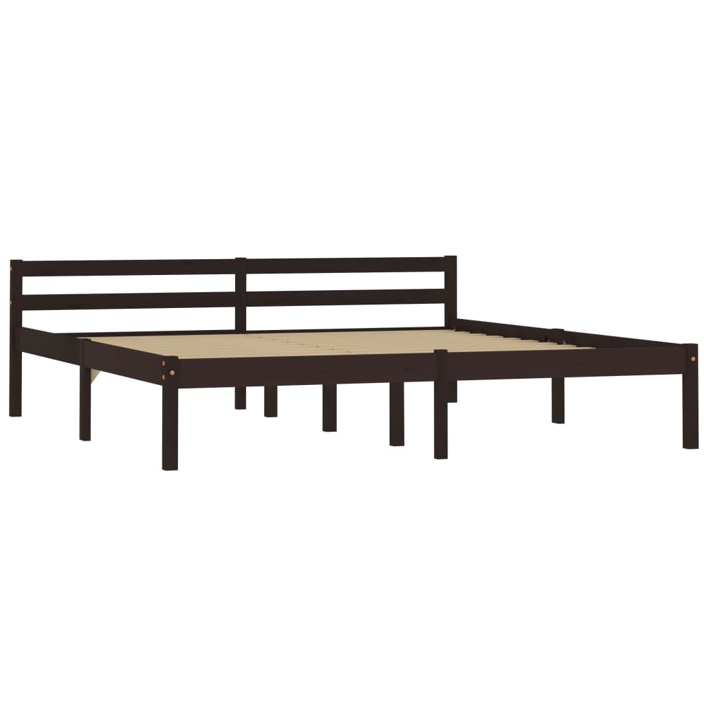 Bed Frame | Dark brown | Solid pine wood | Double | Durable | Bed Frame