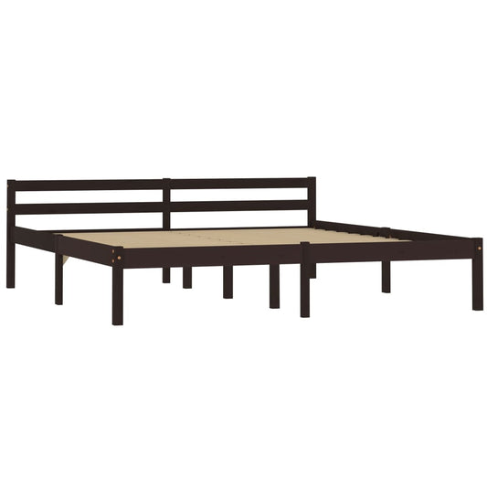 Bed Frame | Dark brown | Solid pine wood | Double | Durable | Bed Frame