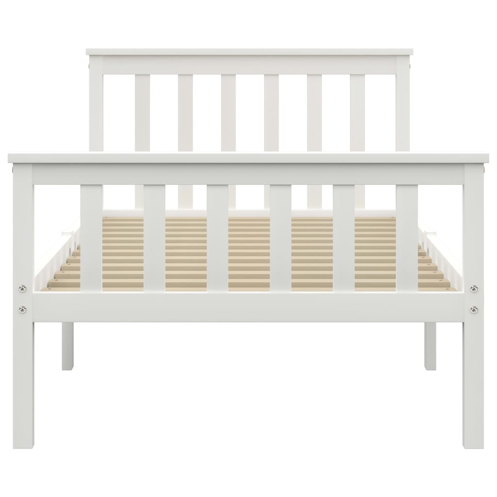 Bed Frame | White | Solid Pine Wood, Plywood | Single | Durable