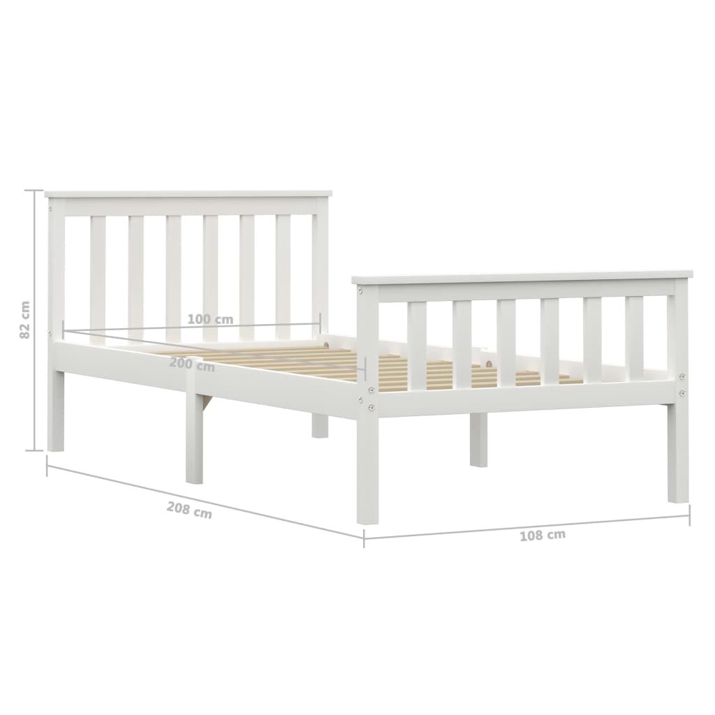 Bed Frame | White | Solid Pine Wood, Plywood | Single | Durable