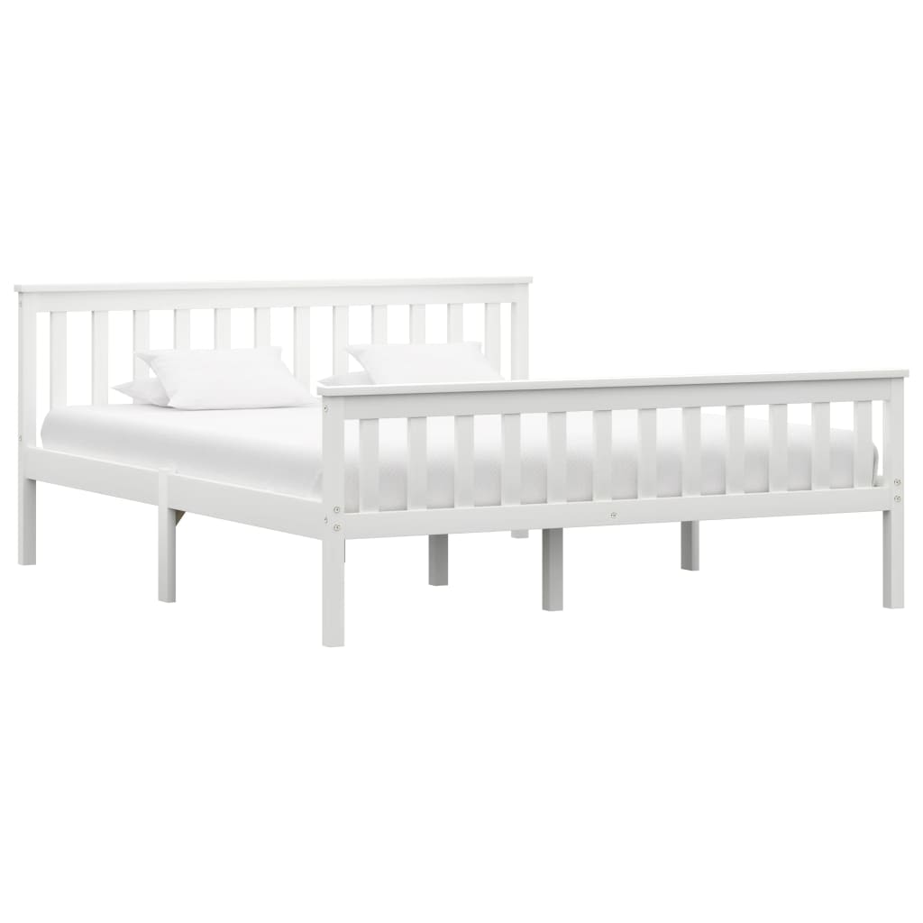 Bed Frame | White | Solid pine wood, Plywood | Double |  Durable