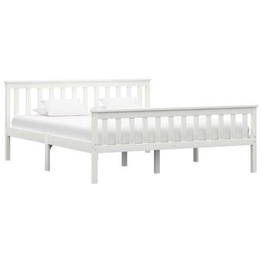 Bed Frame | White | Solid pine wood, Plywood | Double |  Durable