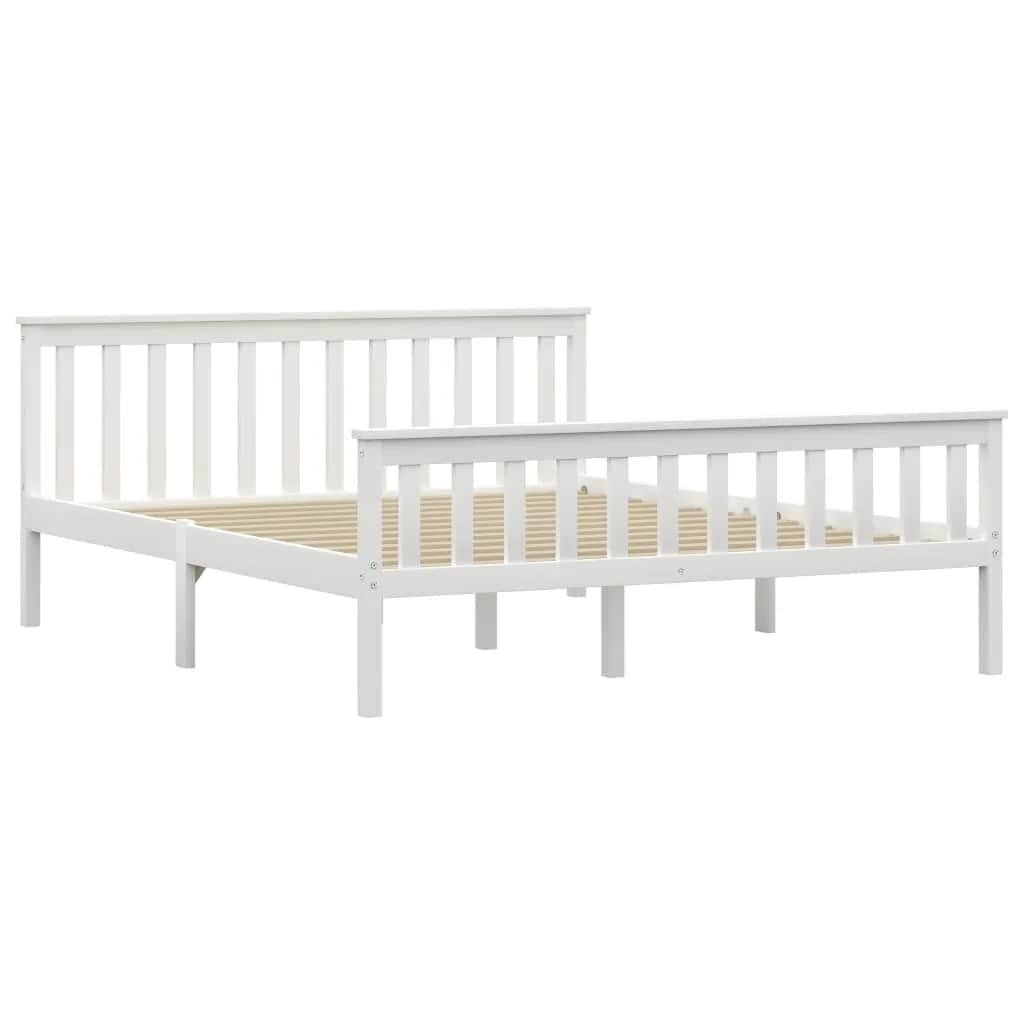 Bed Frame | White | Solid pine wood, Plywood | Double |  Durable