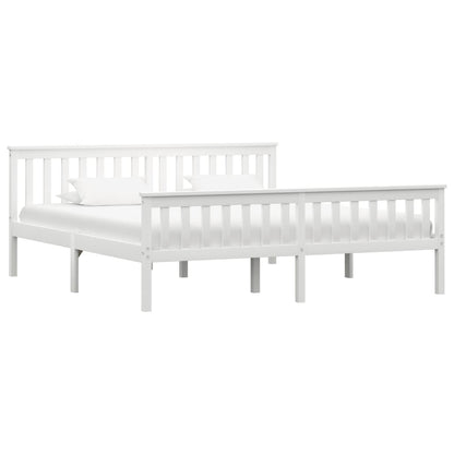 Bed Frame | White | Solid pinewood frame, plywood slats | Super King