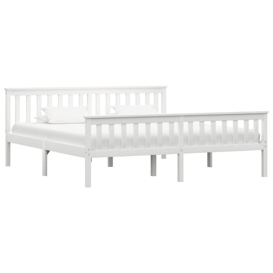 Bed Frame | White | Solid pinewood frame, plywood slats | Super King