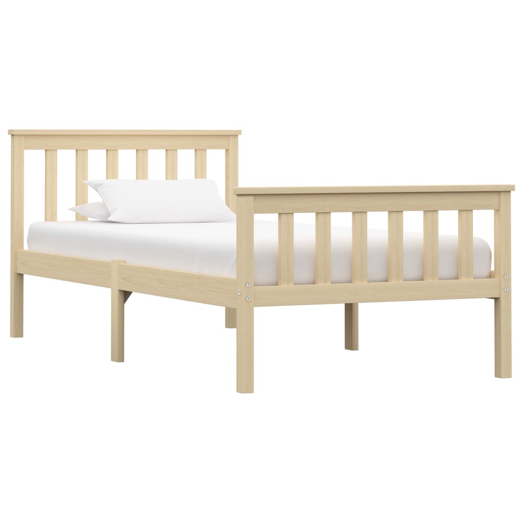 Bed Frame | Natural | Solid pinewood, plywood slats | 100x200 cm