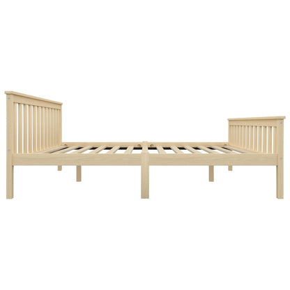 Bed Frame | Natural Light Wood | Solid Pinewood, Plywood Slats