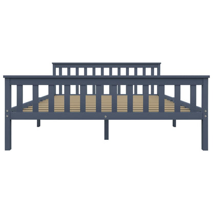 Bed Frame without Mattress Grey Solid Pinewood 160x200 cm