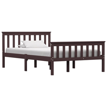 Bed Frame | Dark brown | Solid Pinewood, Plywood | Double | Durable