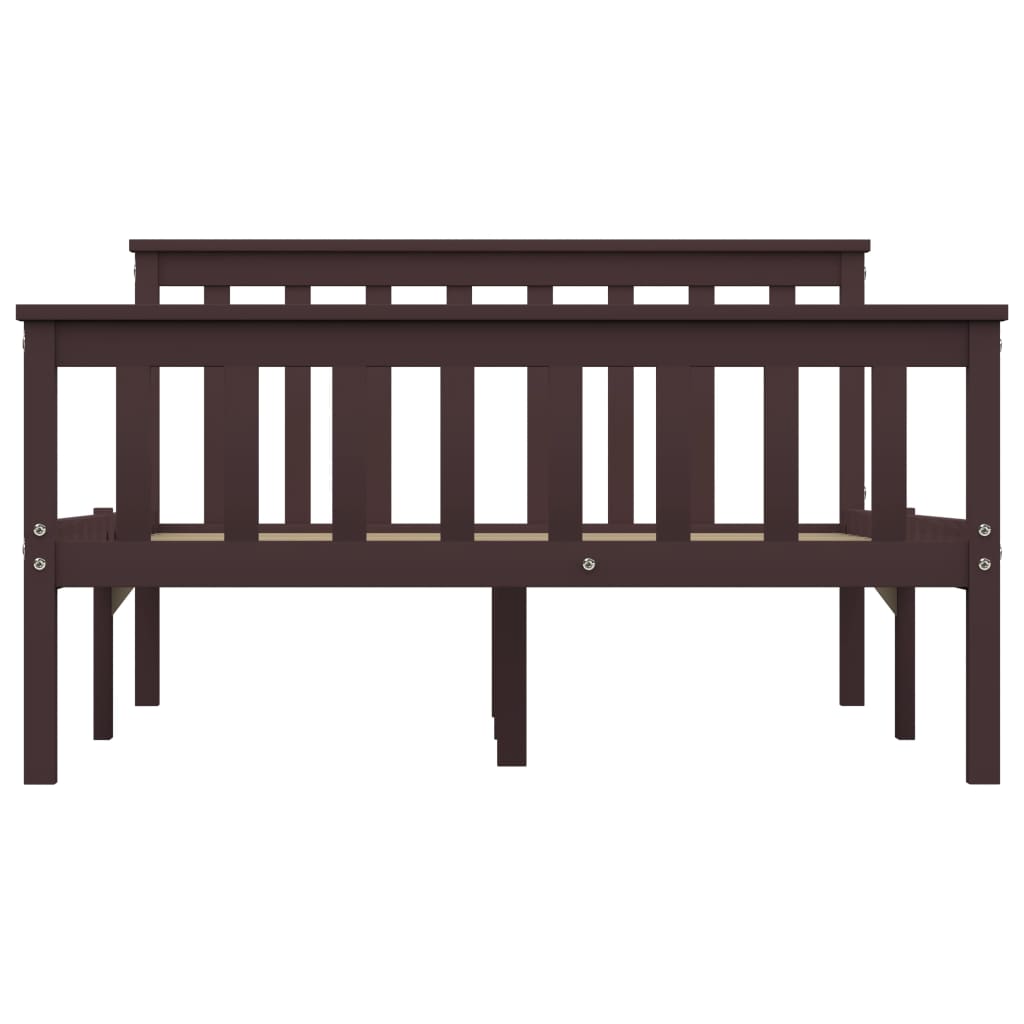 Bed Frame | Dark brown | Solid Pinewood, Plywood | Double | Durable