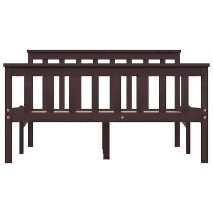 Bed Frame | Dark brown | Solid Pinewood, Plywood | Double | Durable
