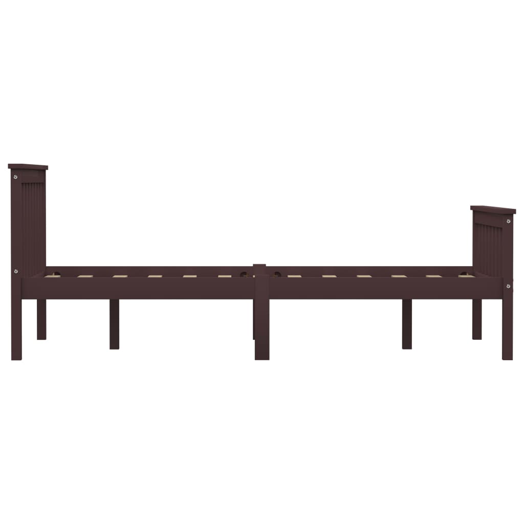 Bed Frame | Dark brown | Solid Pinewood, Plywood | Double | Durable