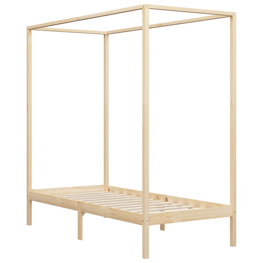 Canopy Bed Frame without Mattress Solid Wood 100x200 cm