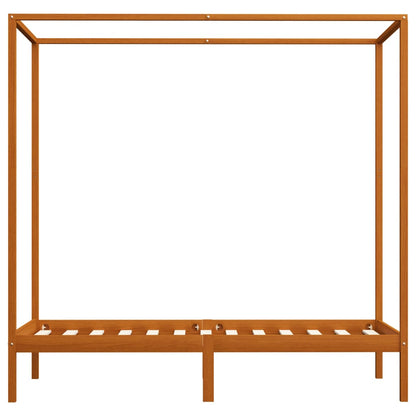 Canopy Bed Frame without Mattress Honey Brown Solid Wood 90x200cm