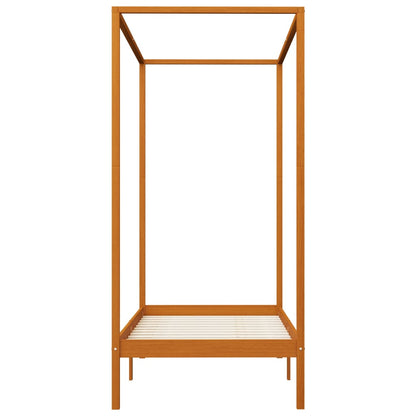 Canopy Bed Frame without Mattress Honey Brown Solid Wood 90x200cm