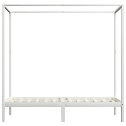 Canopy Bed Frame without Mattress White Solid Wood 100x200 cm