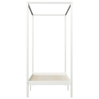 Canopy Bed Frame without Mattress White Solid Wood 100x200 cm
