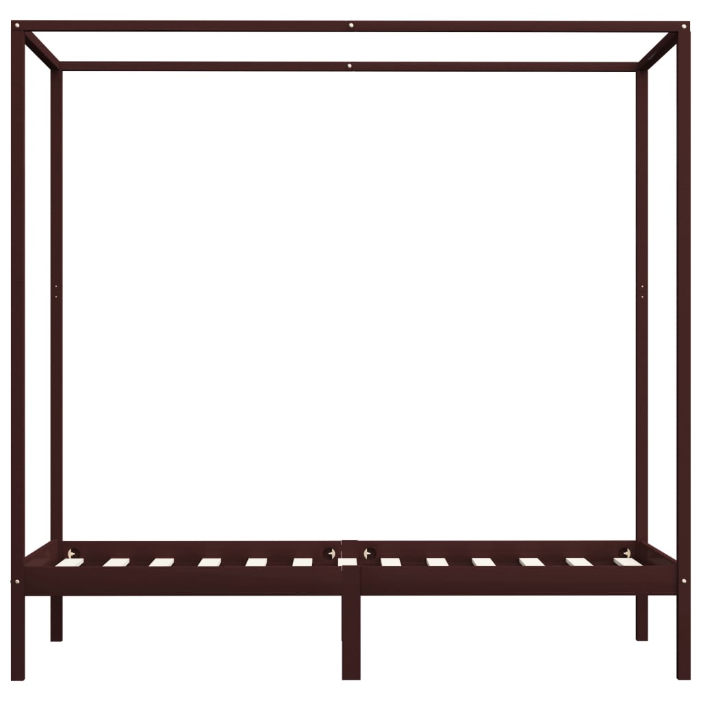 Canopy Bed Frame without Mattress Dark Brown Solid Wood 90x200cm