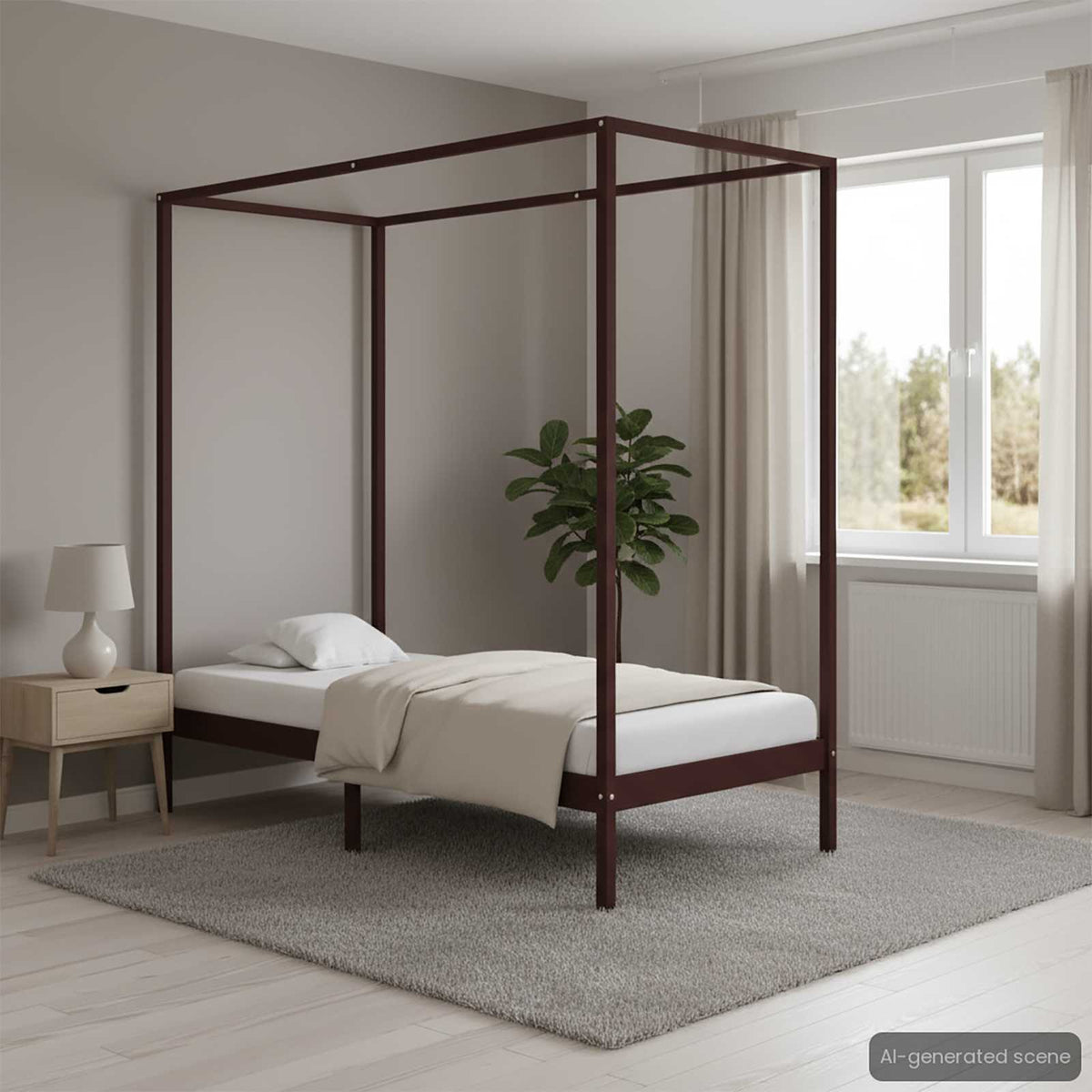 Canopy Bed Frame without Mattress Dark Brown 90x200 cm
