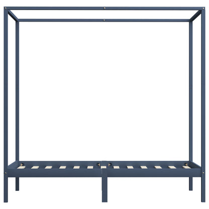 Canopy Bed Frame without Mattress Grey Solid Wood 90x200 cm