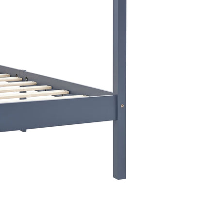 Canopy Bed Frame without Mattress Grey Solid Wood 90x200 cm