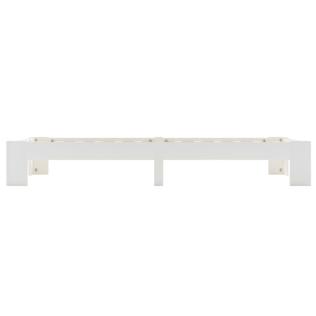 Bed Frame without Mattress White Solid Pine Wood 90x200 cm