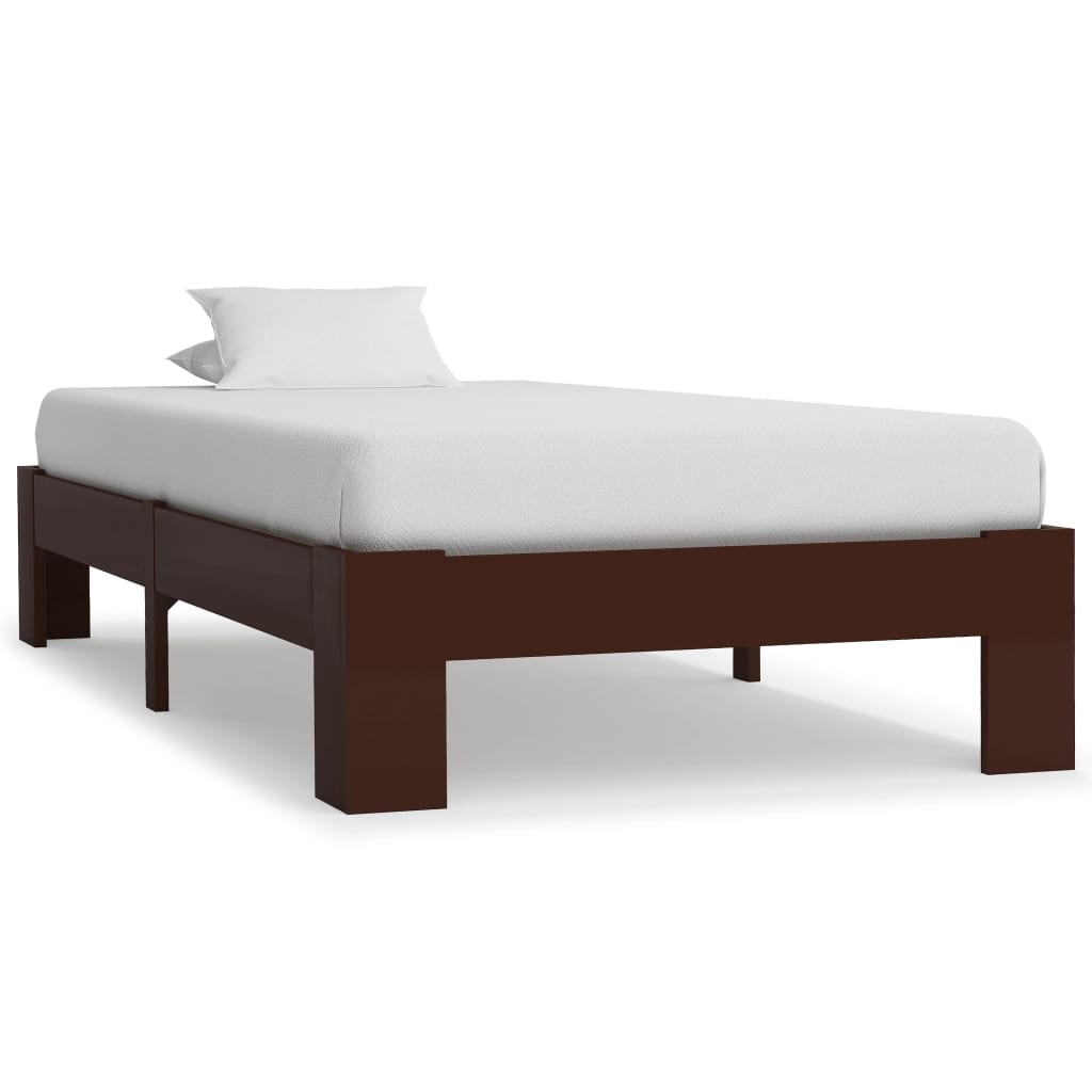 Bed Frame | Dark Brown | Solid Pine Wood, Plywood Slats | Single