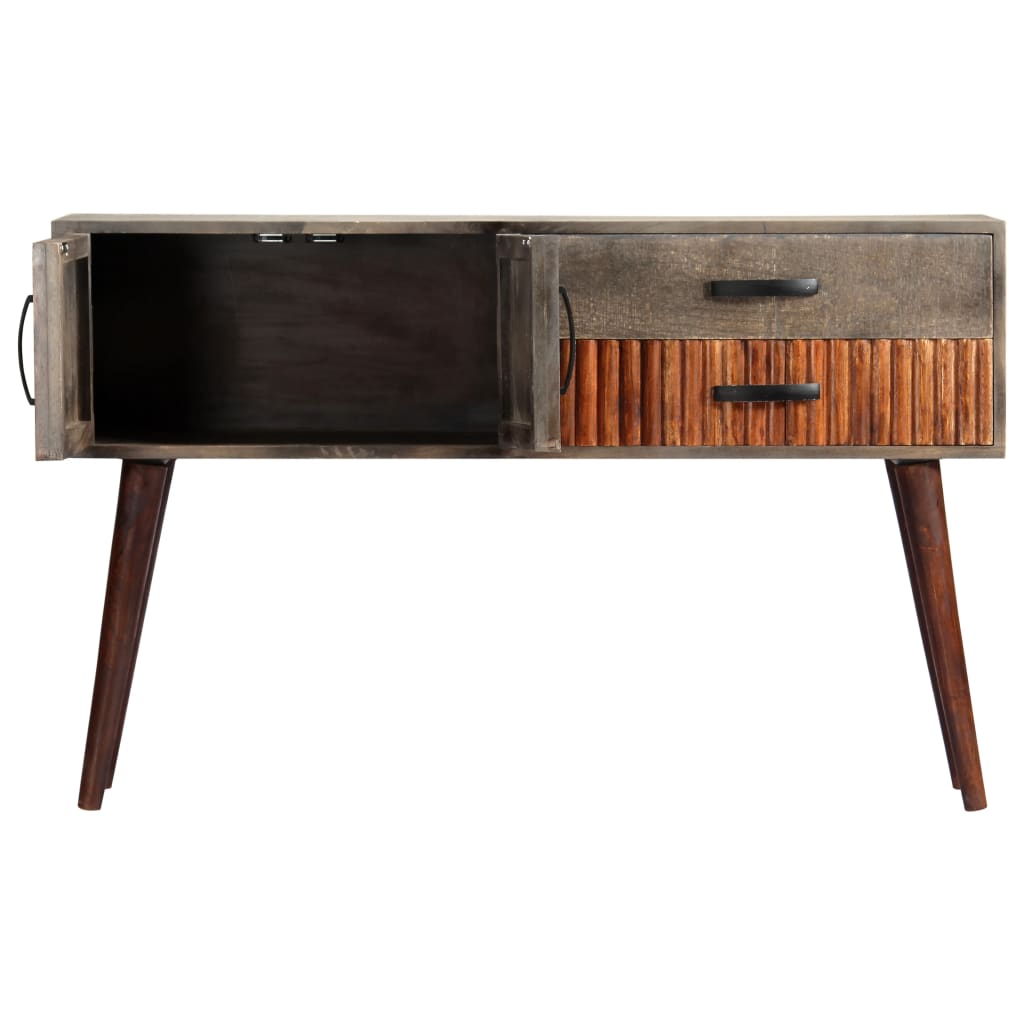 Console Table Grey 120x35x75 cm Solid Rough Mango Wood